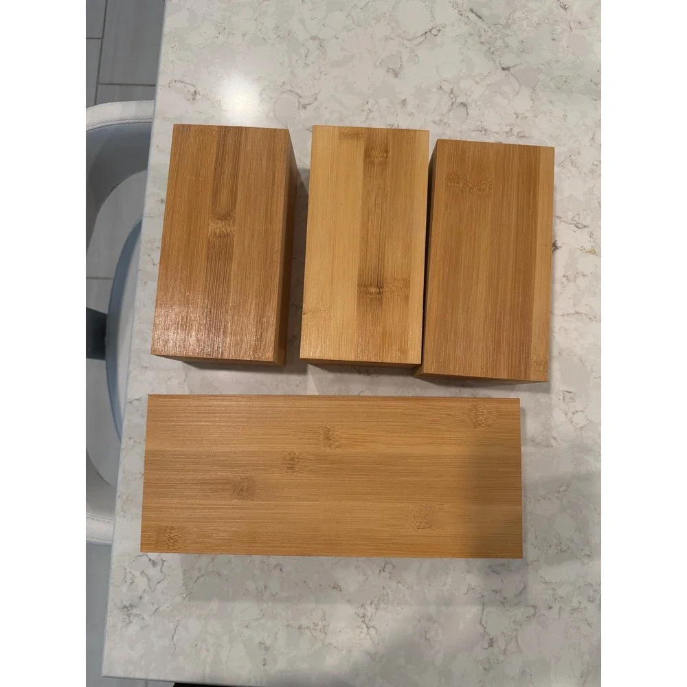 Bamboo Ziploc Bag Organizer Set 4 Piece Kitchen Drawer Storage Boxes‎